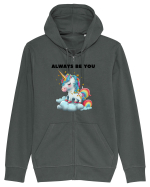Unicorn mesaj ALWAYS BE YOU, design 1 Hanorac cu fermoar Unisex Connector