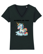 Unicorn mesaj ALWAYS BE YOU, design 1 Tricou mânecă scurtă guler V Damă Evoker