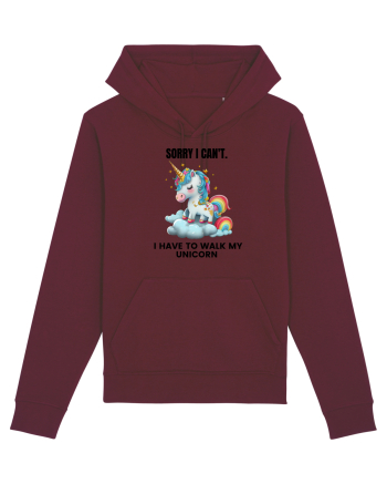 Unicorn Sorry I Can't, I Have to Walk My Unicorn, design 1 Burgundy