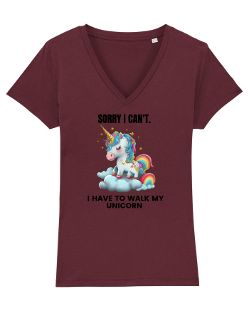 Unicorn Sorry I Can't, I Have to Walk My Unicorn, design 1 Burgundy
