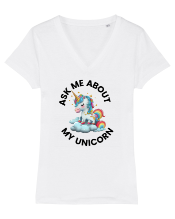 Unicorn Ask Me About My Unicorn , design 1 White