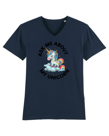 Unicorn Ask Me About My Unicorn , design 1 French Navy