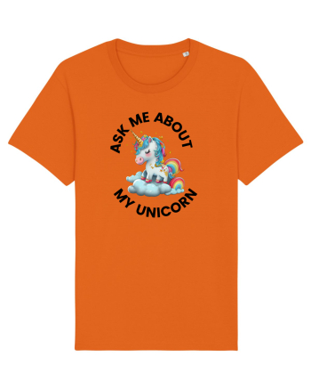 Unicorn Ask Me About My Unicorn , design 1 Bright Orange