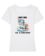 Unicorn I don't care. I'M A UNICORN, design 1 Tricou mânecă scurtă guler larg fitted Damă Expresser