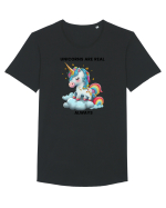 Unicorn mesaj Unicorns are real always, design 1 Tricou mânecă scurtă guler larg Bărbat Skater