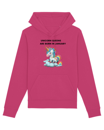 Unicorn mesaj UNICORN QUEENS ARE BORN IN JANUARY, design 1 Raspberry