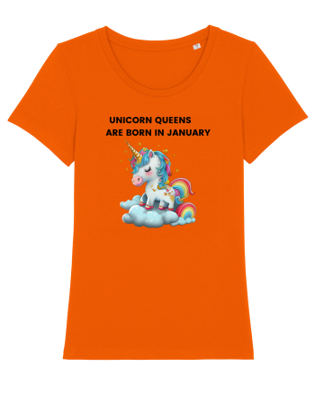 Unicorn mesaj UNICORN QUEENS ARE BORN IN JANUARY, design 1 Bright Orange