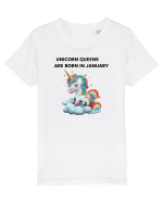 Unicorn mesaj UNICORN QUEENS ARE BORN IN JANUARY, design 1 Tricou mânecă scurtă  Copii Mini Creator