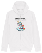 Unicorn mesaj UNICORN QUEENS ARE BORN IN MARCH,  design 1 Hanorac cu fermoar Unisex Connector