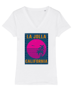 La Jolla California Tricou mânecă scurtă guler V Damă Evoker