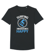Surfing Makes Me Happy Tricou mânecă scurtă guler larg Bărbat Skater