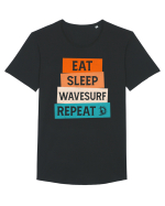 Eat Sleep Wavesurf Repeat Tricou mânecă scurtă guler larg Bărbat Skater