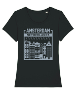 Amsterdam Tricou mânecă scurtă guler larg fitted Damă Expresser