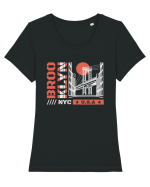 New York City Brooklyn Tricou mânecă scurtă guler larg fitted Damă Expresser