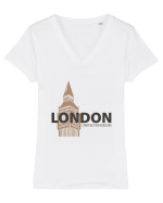 London UK Tricou mânecă scurtă guler V Damă Evoker