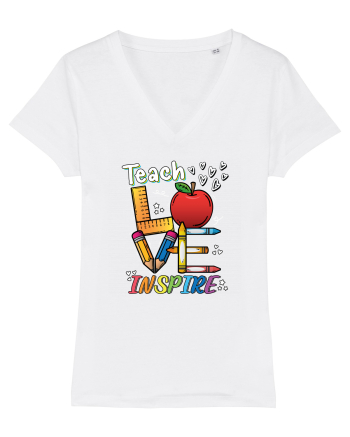 Teach Love Inspire Back to School Invata Iubeste Inspira White