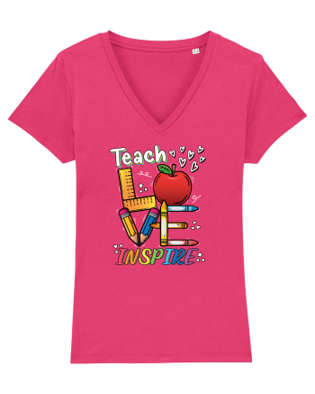 Teach Love Inspire Back to School Invata Iubeste Inspira Raspberry