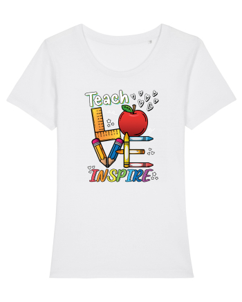 Teach Love Inspire Back to School Invata Iubeste Inspira White