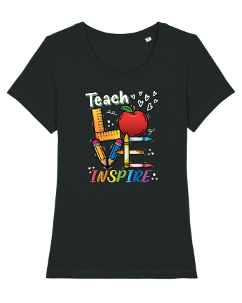 Teach Love Inspire Back to School Invata Iubeste Inspira Black