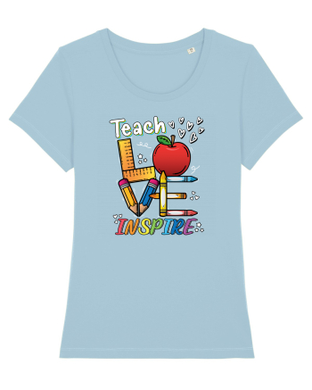 Teach Love Inspire Back to School Invata Iubeste Inspira Sky Blue