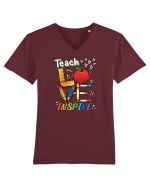 Teach Love Inspire Back to School Invata Iubeste Inspira Tricou mânecă scurtă guler V Bărbat Presenter