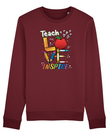 Teach Love Inspire Back to School Invata Iubeste Inspira Burgundy