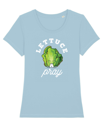 Lettuce Pray - white Sky Blue
