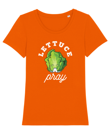 Lettuce Pray - white Bright Orange
