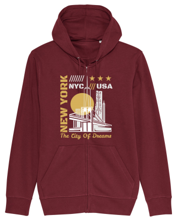 New York The City Of Dreams Burgundy