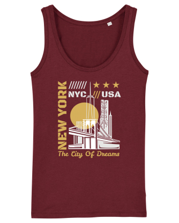 New York The City Of Dreams Burgundy