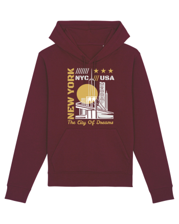 New York The City Of Dreams Burgundy