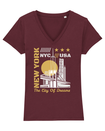 New York The City Of Dreams Burgundy