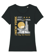 New York The City Of Dreams Tricou mânecă scurtă guler larg fitted Damă Expresser