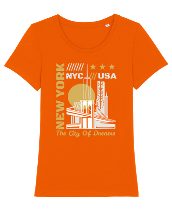 New York The City Of Dreams Bright Orange