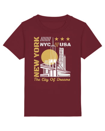 New York The City Of Dreams Burgundy
