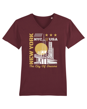 New York The City Of Dreams Burgundy