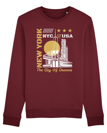 New York The City Of Dreams Burgundy