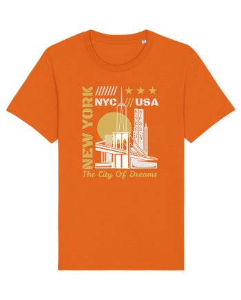 New York The City Of Dreams Bright Orange