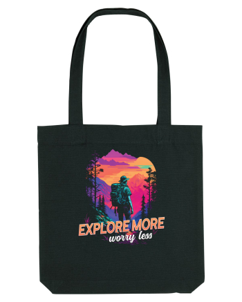 in stil synthwave - Explore more worry less Black