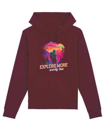 in stil synthwave - Explore more worry less Burgundy