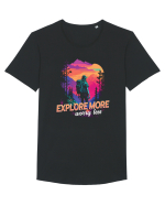 in stil synthwave - Explore more worry less Tricou mânecă scurtă guler larg Bărbat Skater