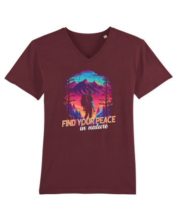 in stil synthwave - Find your peace in nature Burgundy