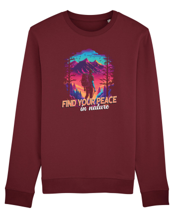 in stil synthwave - Find your peace in nature Burgundy