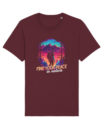 in stil synthwave - Find your peace in nature Burgundy