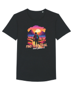 in stil synthwave - Find your trail and follow it Tricou mânecă scurtă guler larg Bărbat Skater