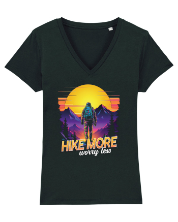 in stil synthwave - Hike more worry less Black