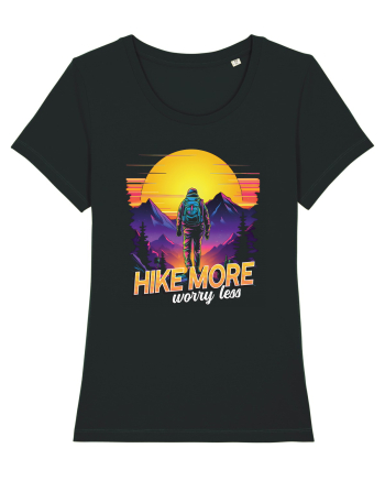 in stil synthwave - Hike more worry less Black