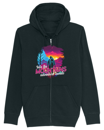 in stil synthwave - Into the mountains adventure awaits Black