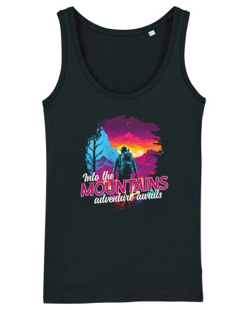 in stil synthwave - Into the mountains adventure awaits Black