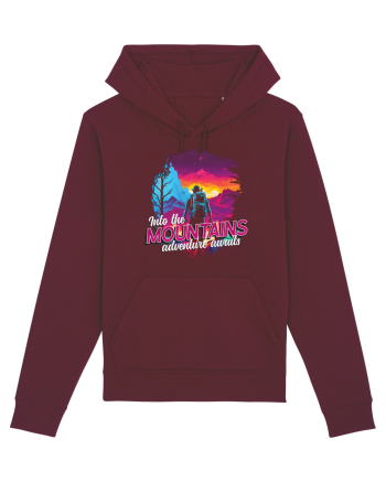 in stil synthwave - Into the mountains adventure awaits Burgundy